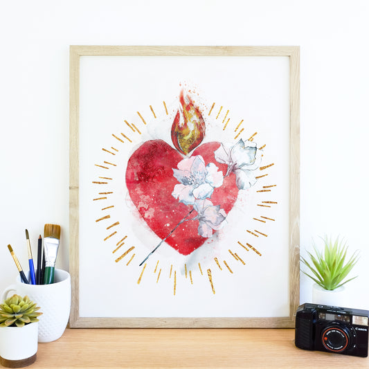 Most Pure Heart of Joseph Printable Image, Catholic Devotional Illustration Wall Art by BenedictaBoutique