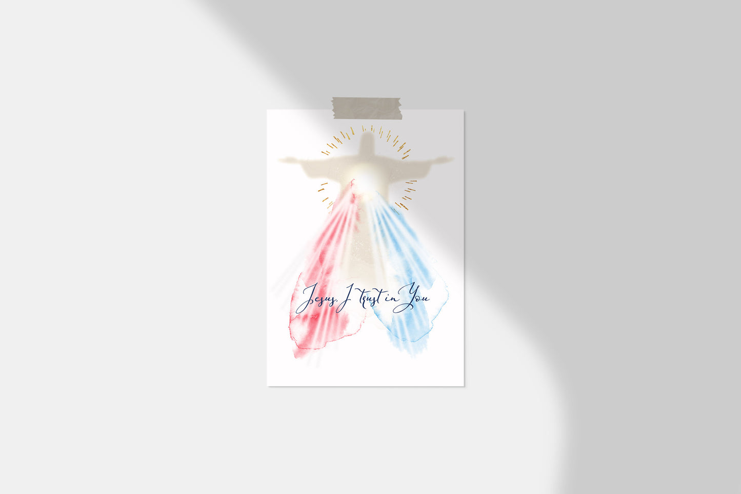 Jesus I trust in You, Divine Mercy Printable Image, Catholic Illustration Art, Devotional Wall Art Print