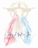 Jesus I trust in You, Divine Mercy Printable Image, Catholic Illustration Art, Devotional Wall Art Print
