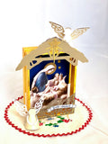 Creche Nativity Ornament, Oh Come Let Us Adore Him Manger Scene Decoration, Ready to Ship Traditional Christmas Set by BenedictaBoutique