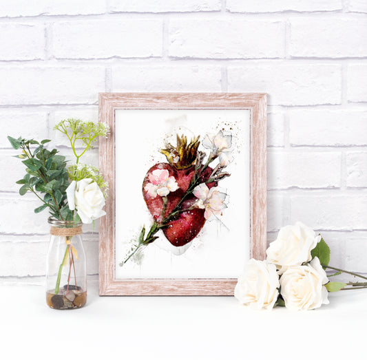 Most Chaste Heart of Joseph Printable Catholic Illustration Image, Devotional Wall Art by BenedictaBoutique