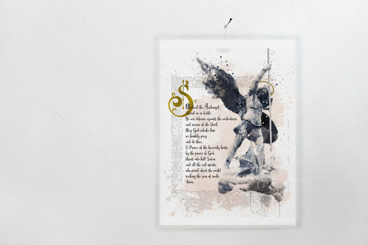 Saint Michael the Archangel Devotional Catholic Prayer Giclee Art Print