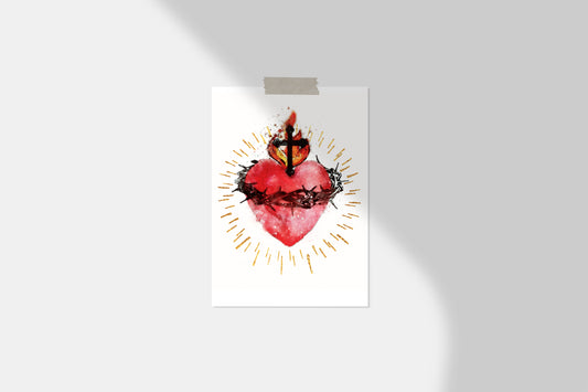 Most Sacred Heart of Jesus Printable Download Catholic Illustration Art - benedictaveils