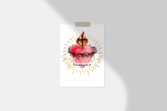 Sacred Heart of Jesus Printable Download Catholic Illustration Art - benedictaveils