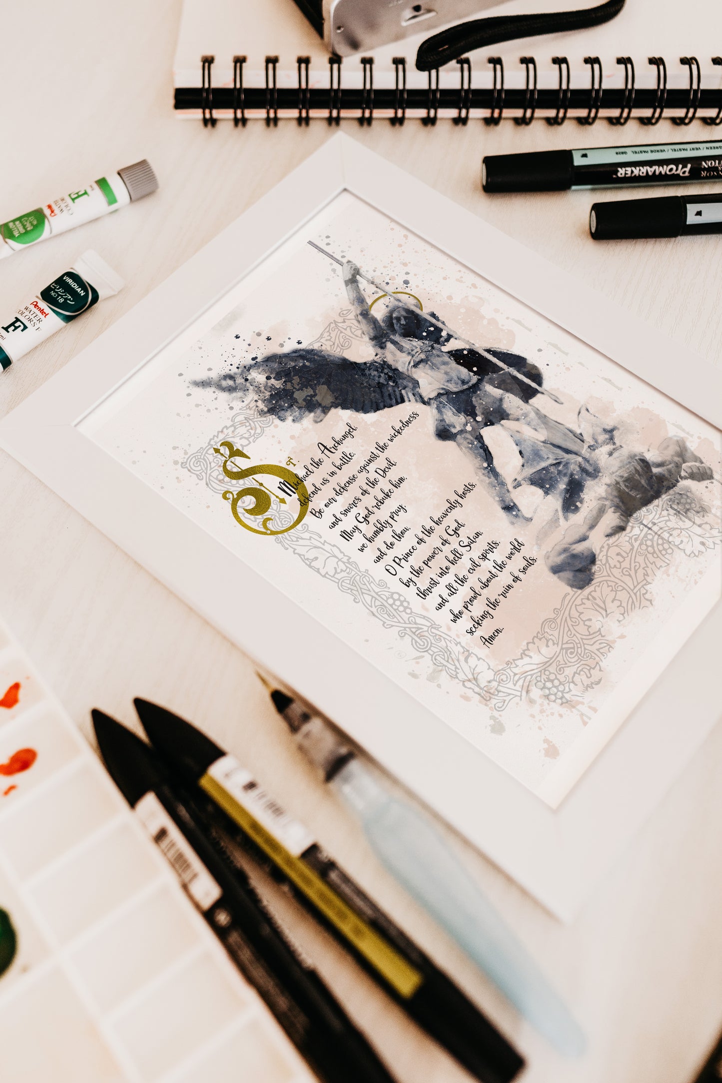 Saint Michael the Archangel Devotional Catholic Prayer Giclee Art Print
