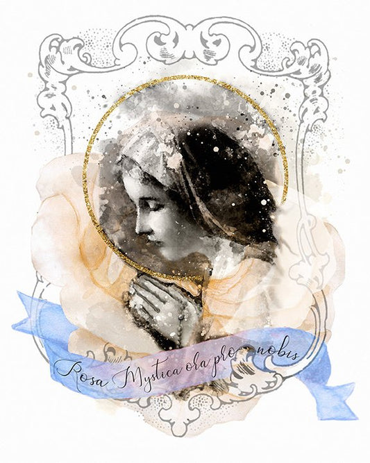 Rosa Mystica Pray for Us Marian Prayer Printable - benedictaveils