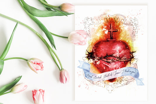 Most Sacred Heart of Jesus + Immaculate Heart of Mary Art Prints Bundle by BenedictaBoutique - benedictaveils