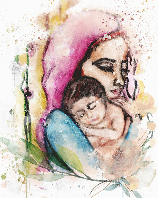 Mary and Baby Jesus Printable Marian Illustration - benedictaveils