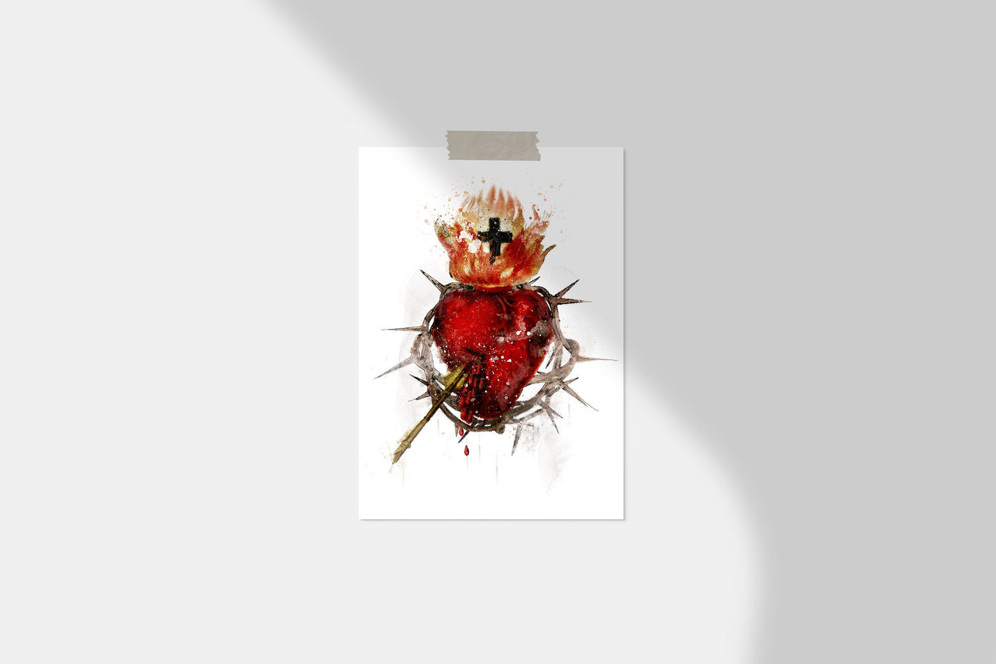 most sacred heart of jesus art illustration watercolor