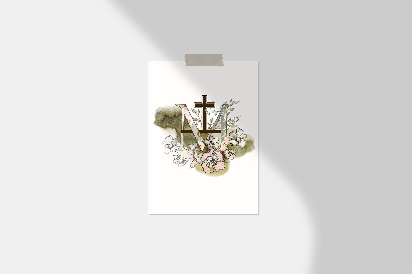 Marian Cross Printable Image, Catholic Illustration Art, Marian Devotion Wall Art by BenedictaBoutique