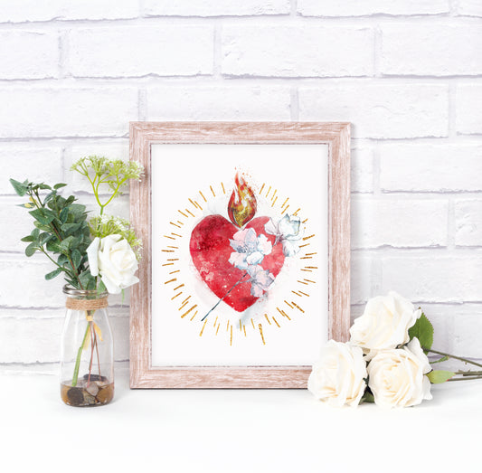 Most Pure Heart of Joseph Printable Image, Catholic Devotional Illustration Wall Art by BenedictaBoutique