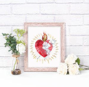 Most Pure Heart of Joseph Printable Image, Catholic Devotional Illustration Wall Art by BenedictaBoutique