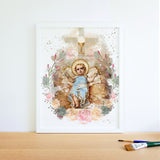 Baby Jesus Catholic Printable, Christmas Nativity Scene Wall Art by BenedictaBoutique