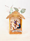 Oh Come Let Us Adore Him Creche Nativity Ornament, Manger Scene Decoration, Ready to Ship Traditional Christmas Set by BenedictaBoutique