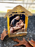 Creche Nativity Ornament, Oh Come Let Us Adore Him Manger Scene Decoration, Ready to Ship Traditional Christmas Set by BenedictaBoutique