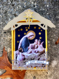 Creche Nativity Ornament, Oh Come Let Us Adore Him Manger Scene Decoration, Ready to Ship Traditional Christmas Set by BenedictaBoutique