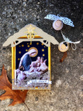 Creche Nativity Ornament, Oh Come Let Us Adore Him Manger Scene Decoration, Ready to Ship Traditional Christmas Set by BenedictaBoutique