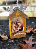 Oh Come Let Us Adore Him Creche Nativity Ornament, Manger Scene Decoration, Ready to Ship Traditional Christmas Set by BenedictaBoutique