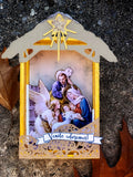 Oh Come Let Us Adore Him Creche Nativity Ornament, Manger Scene Decoration, Ready to Ship Traditional Christmas Set by BenedictaBoutique