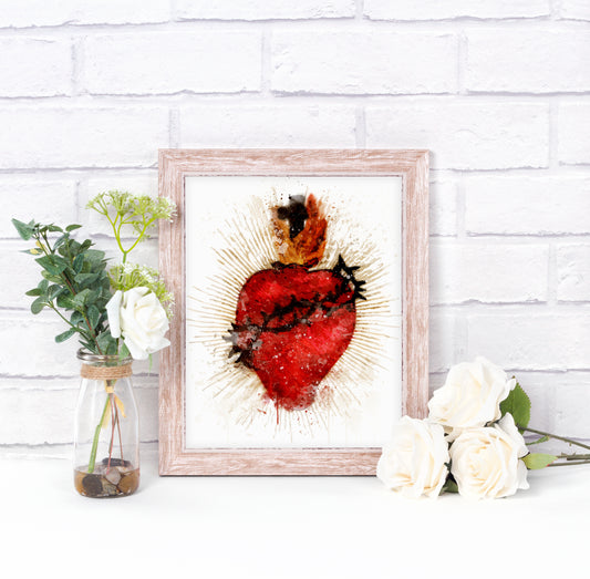 Most Sacred Heart of Jesus Illustration Printable, Devotional Catholic Wall Art - benedictaveils