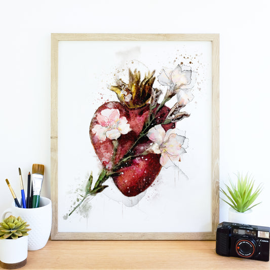 Most Chaste Heart of Joseph Printable Catholic Illustration Image, Devotional Wall Art by BenedictaBoutique