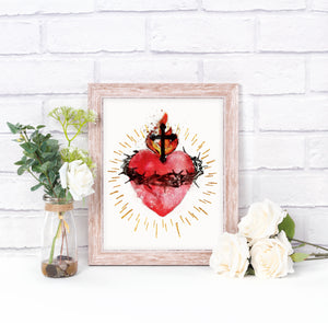Most Sacred Heart of Jesus Printable Download Catholic Illustration Art - benedictaveils
