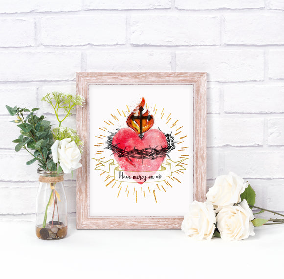 Sacred Heart of Jesus Printable Download Catholic Illustration Art - benedictaveils