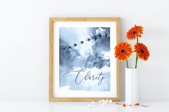 Faith-Hope-Charity Printable, Devotional Catholic Wall Art - benedictaveils