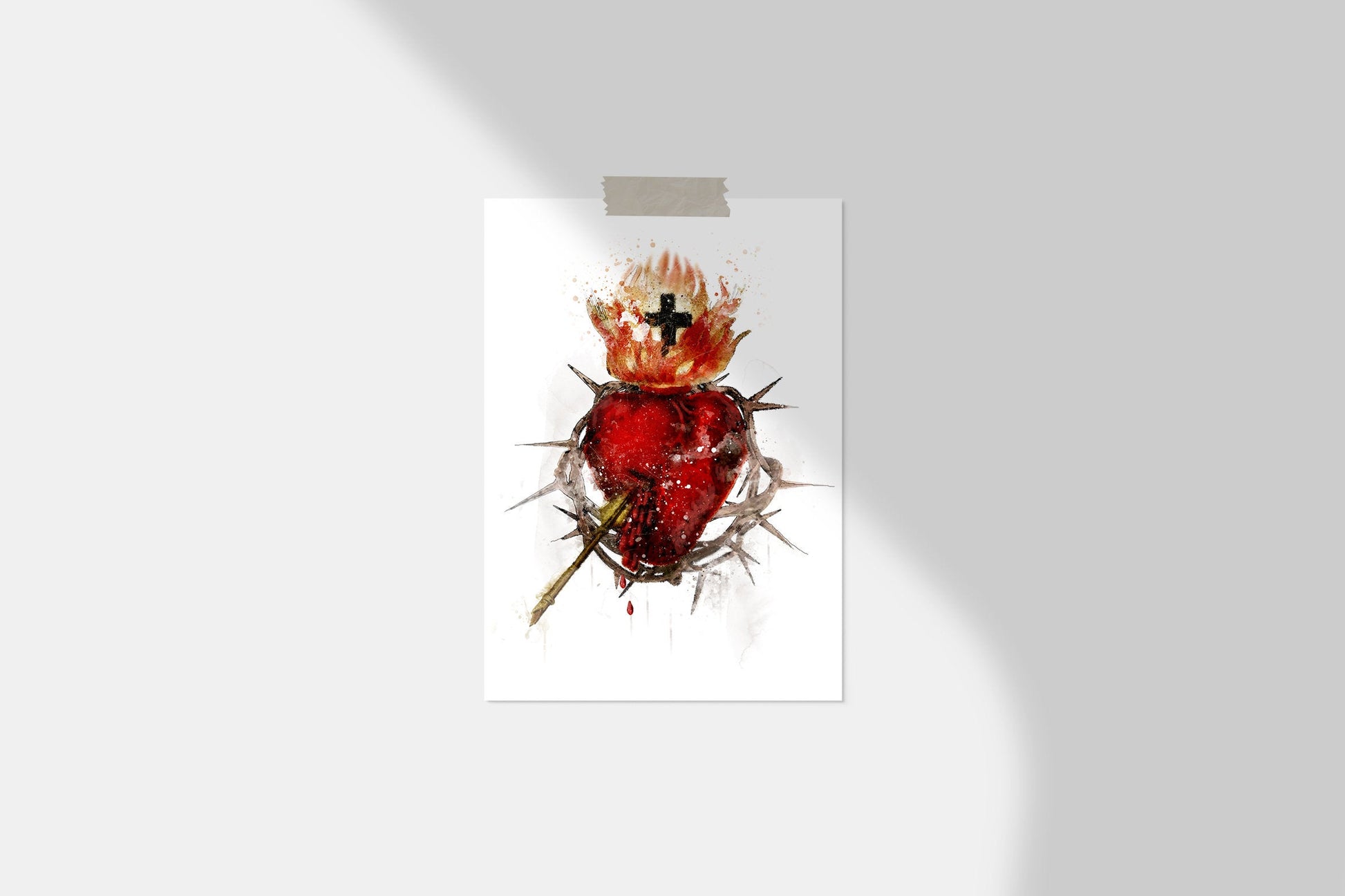 most sacred heart of jesus art illustration watercolor