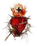 most sacred heart of jesus art illustration watercolor