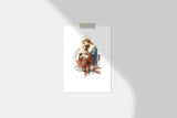 Blessed Virgin Mary with Child Jesus Printable Catholic Illustration Art Image, Marian Devotion Wall Art Print by BenedictaBoutique