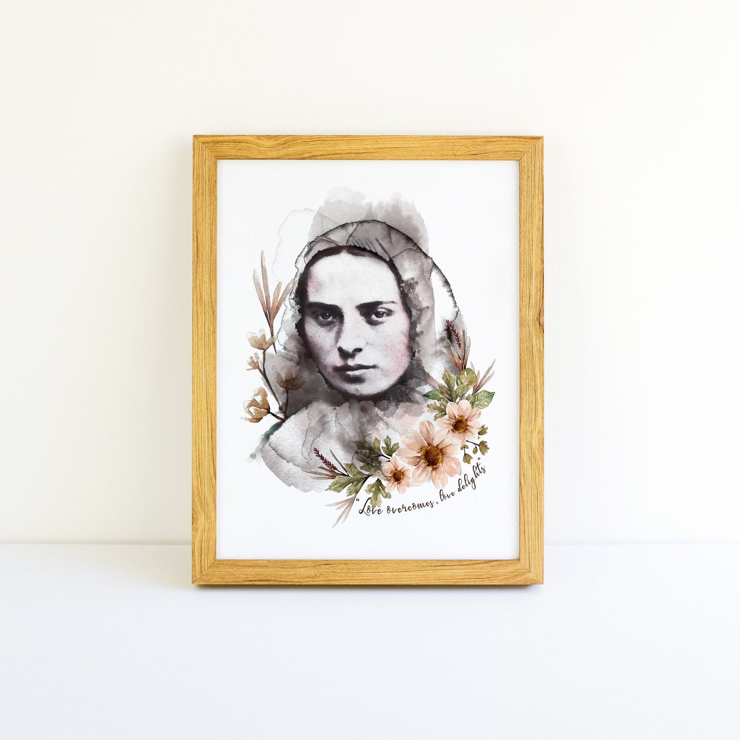 Saint Bernadette Soubirous Watercolour Portrait Printable Image, Catholic Wall Art, Saints Quotes Art Prints by BenedictaBoutique