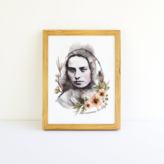 Saint Bernadette Soubirous Watercolour Portrait Printable Image, Catholic Wall Art, Saints Quotes Art Prints by BenedictaBoutique