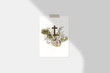 Marian Cross Printable Image, Catholic Illustration Art, Marian Devotion Wall Art by BenedictaBoutique