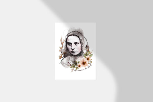 Saint Bernadette Soubirous Watercolour Portrait Printable Image, Catholic Wall Art, Saints Quotes Art Prints by BenedictaBoutique